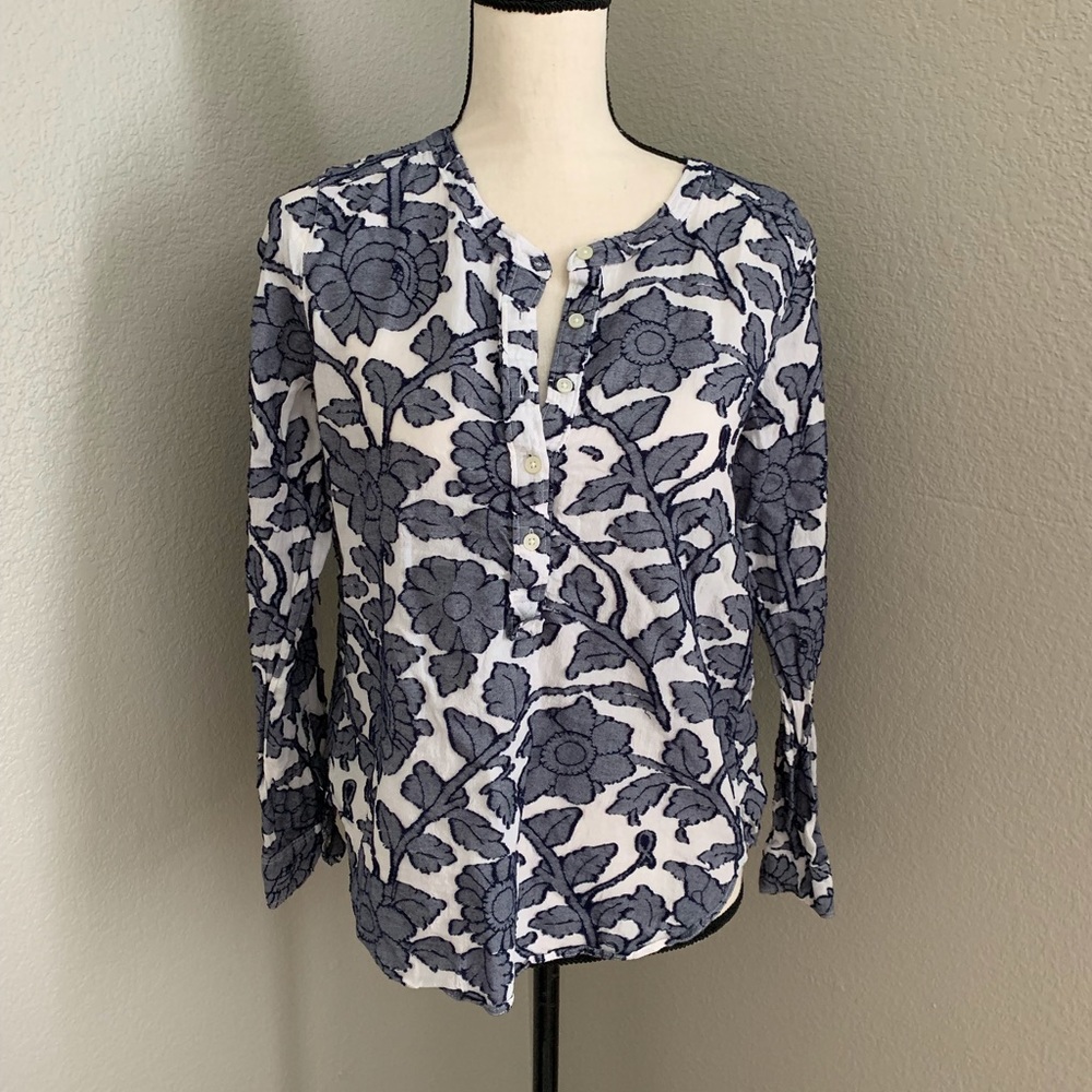 Loft navy and white floral top